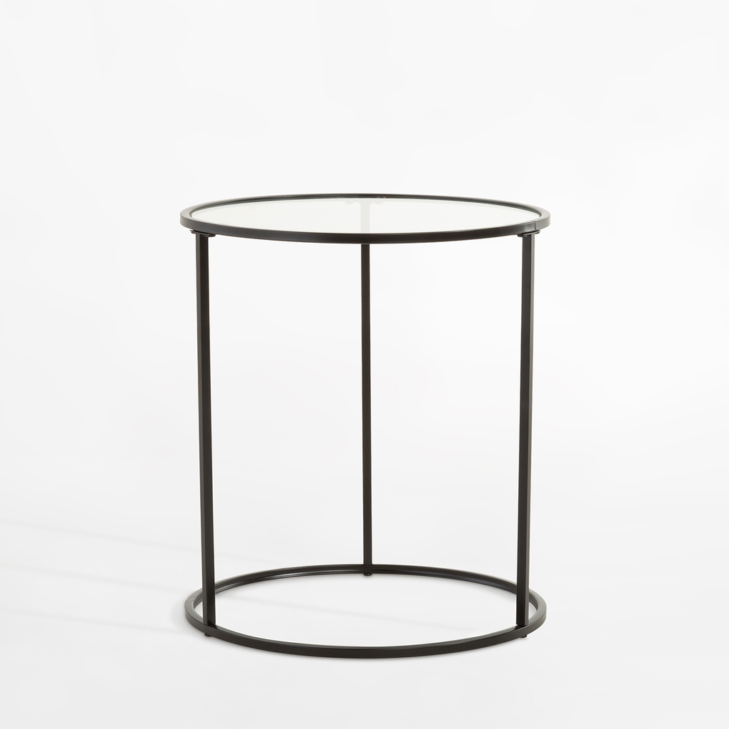 Okrúhly stolík so sklenenou doskou