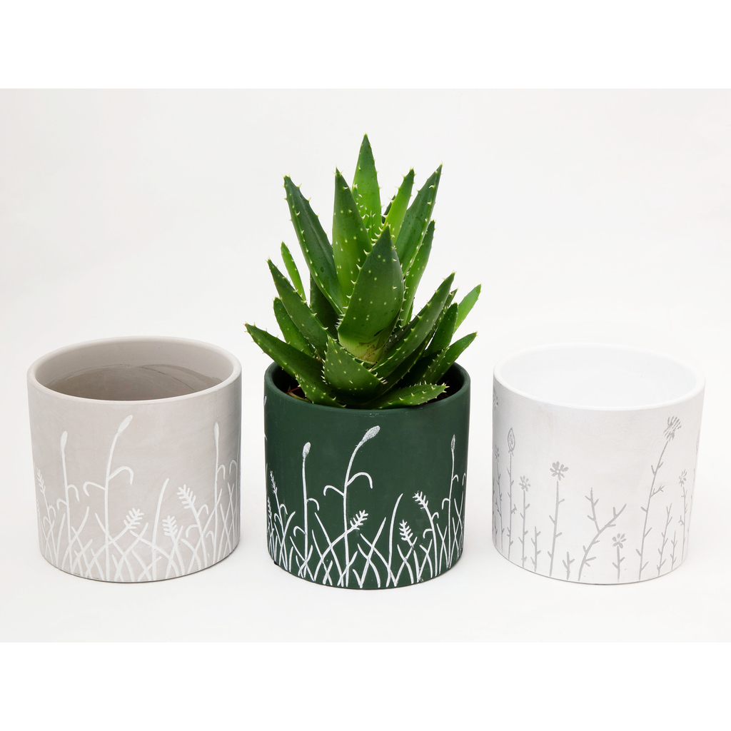 Obal na črepník s motívom kvetov biely 13 x 12 cm