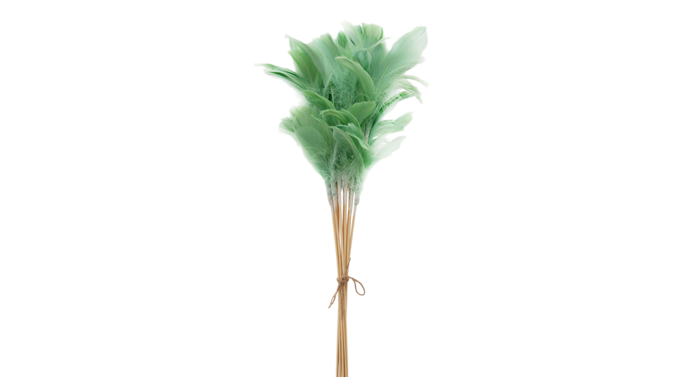 Ozdobná vetvička PIERKA zelená 35 cm, 8 ks