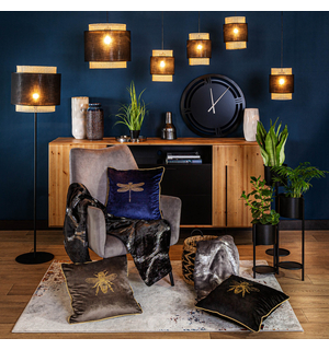 Závesné svietidlo ratanové čierne BOHO 20 cm