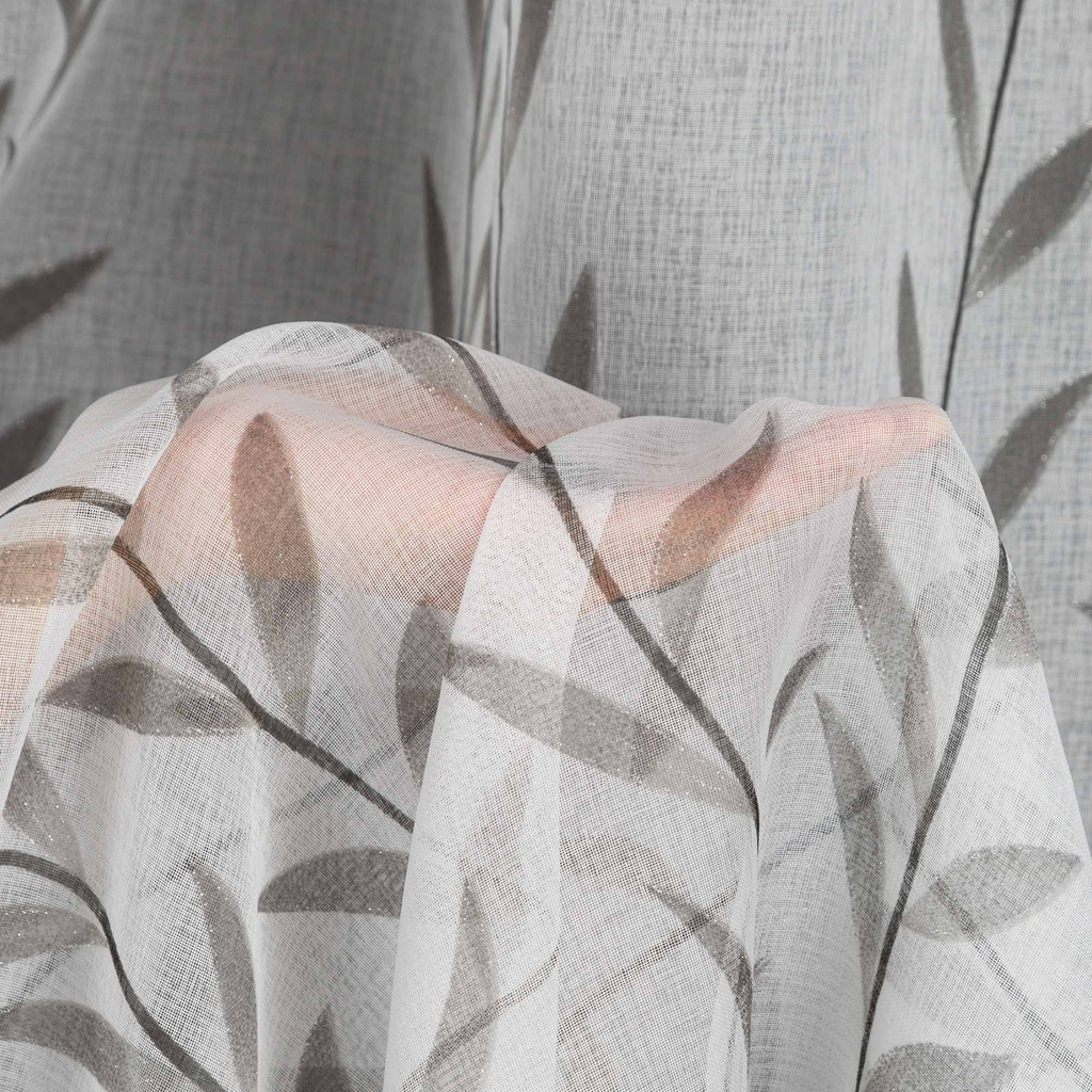 Záclona na páske bielo-oceľová GLORI 140x270 cm