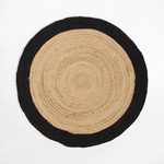 Okrúhly jutový koberec BRUGA, čierno-béžový, 100 cm