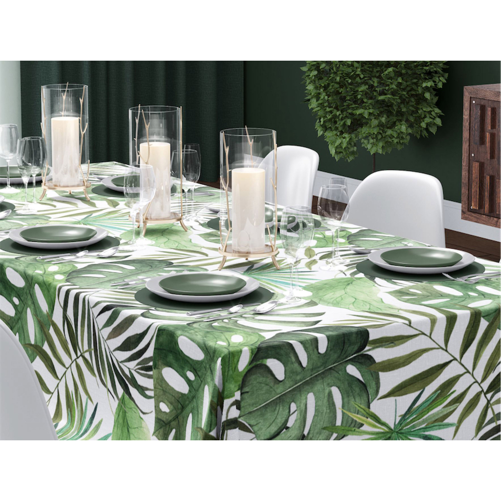 Obrus s motívom listov monstery 140 x 220 cm