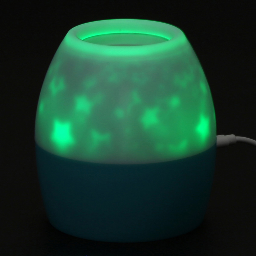 Nočná lampa s projektorom bielo-modrá