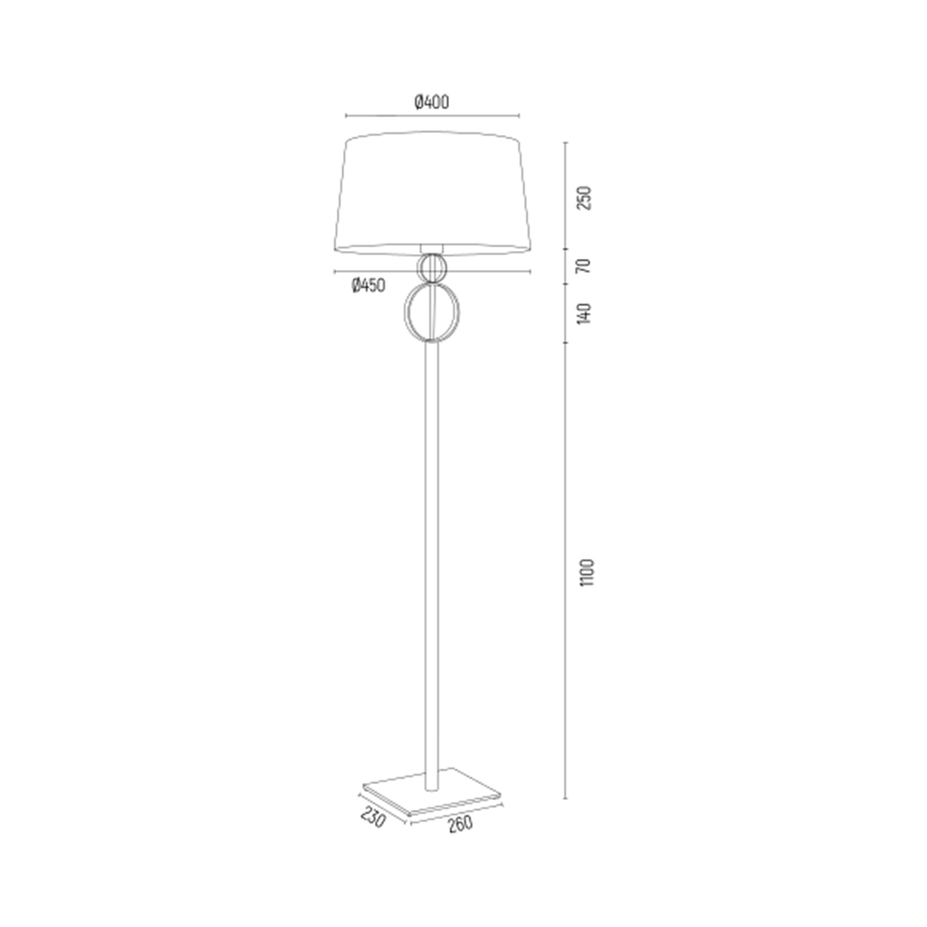 Stojacia lampa s tienidlom čierno-zlatá PERSEO