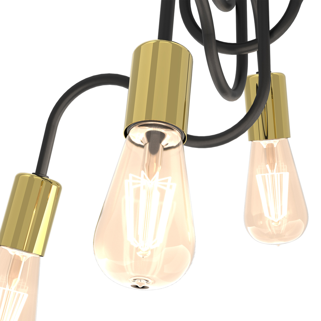 Čierno-zlatá loftová stropná lampa DOW IV