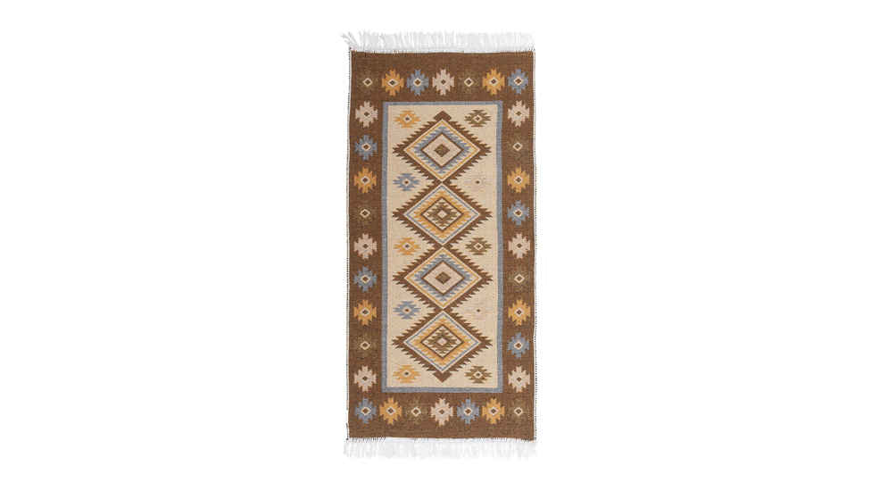 Obojstranný koberec so strapcami medový ALBORG, 60x120 cm