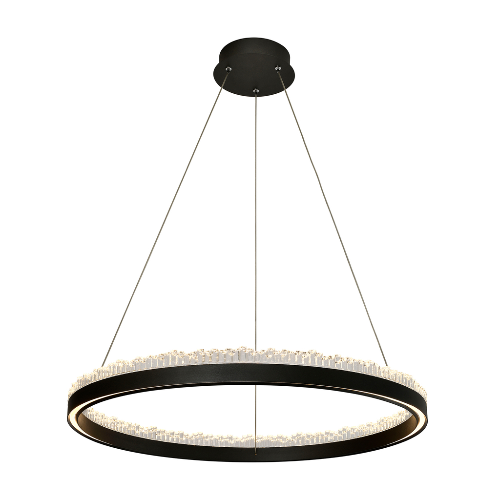 Kruhové závesné LED svietidlo REGI čierne 60 cm