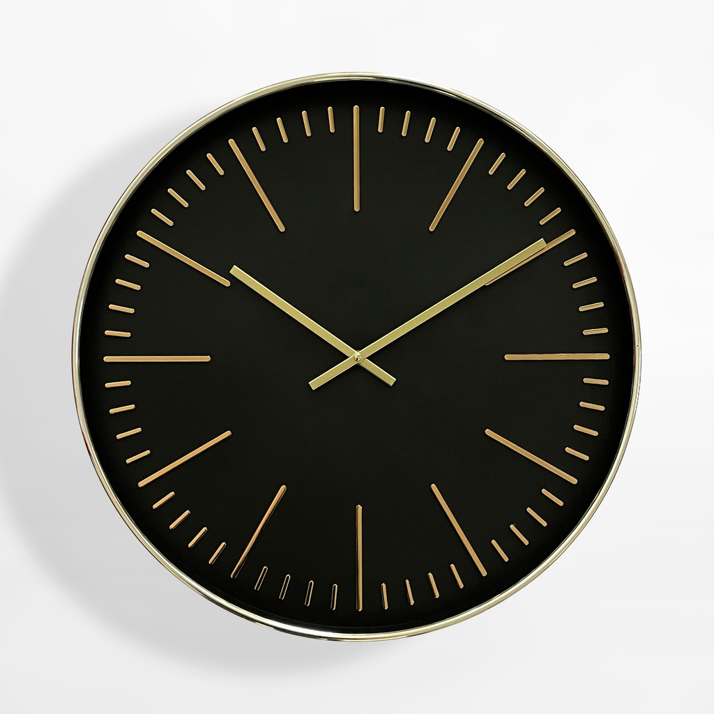 Nástenné hodiny v čiernej a zlatej farbe 50,8 cm