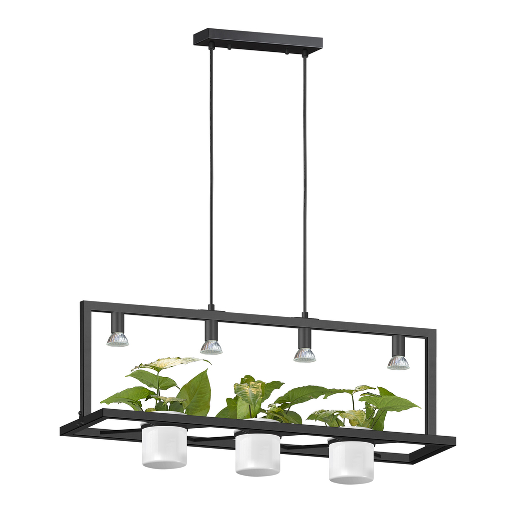 Závesné svietidlo s kvetináčom na rastliny čierne PLANTER