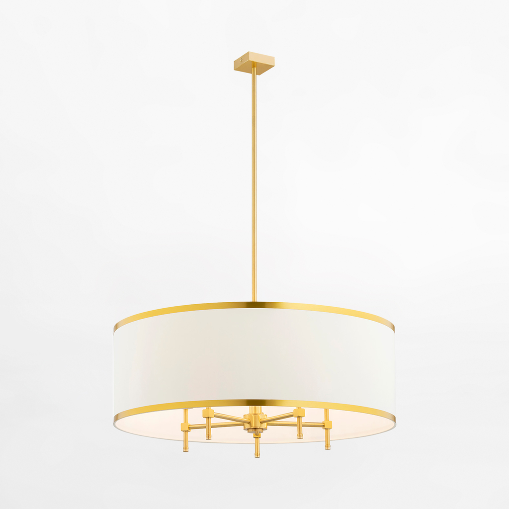 Závesné svietidlo s tienidlom v bielej a zlatej farbe ABBANO