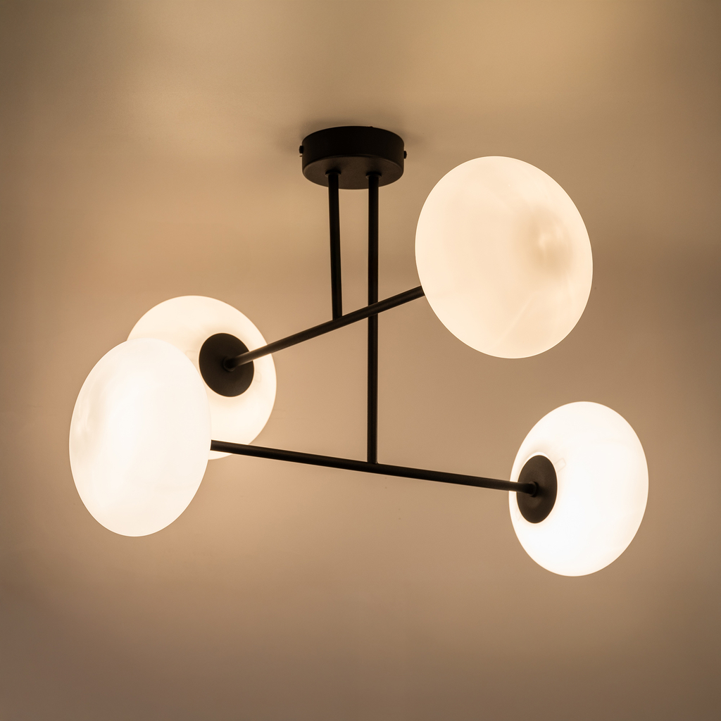 Stropné svietidlo v čiernej farbe 4 oválne tienidlá MILO 60x60 cm