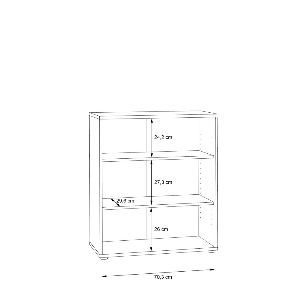 Nízky regál TEMPRA 2 z 3 výklenkami loft