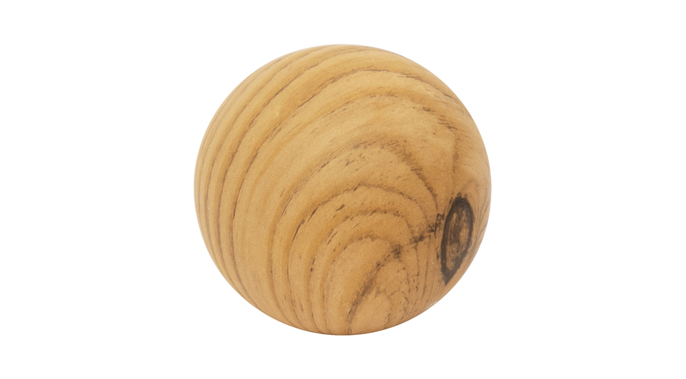 Ozdobná keramická guľa s efektom jasného dreva 8 cm