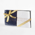 Súprava 2 uterákov biela/tmavomodrá BLINK 50x90 cm