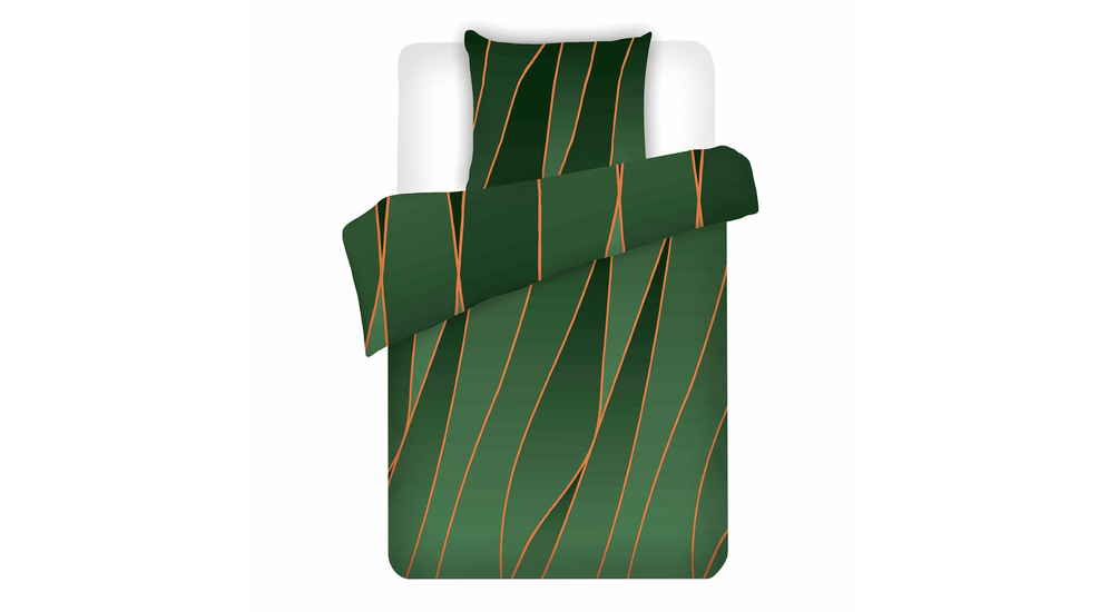 Súprava saténovej posteľnej bielizne fľašková zelená ARGONGREEN ELISA 140 x 200 cm