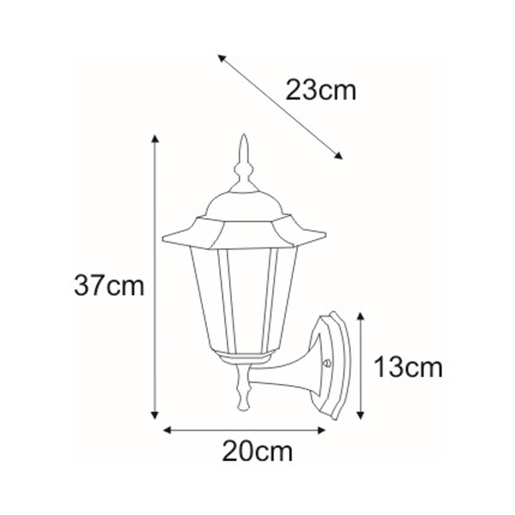 Vonkajšie klasické nástenné svietidlo STANDARD UP čierne