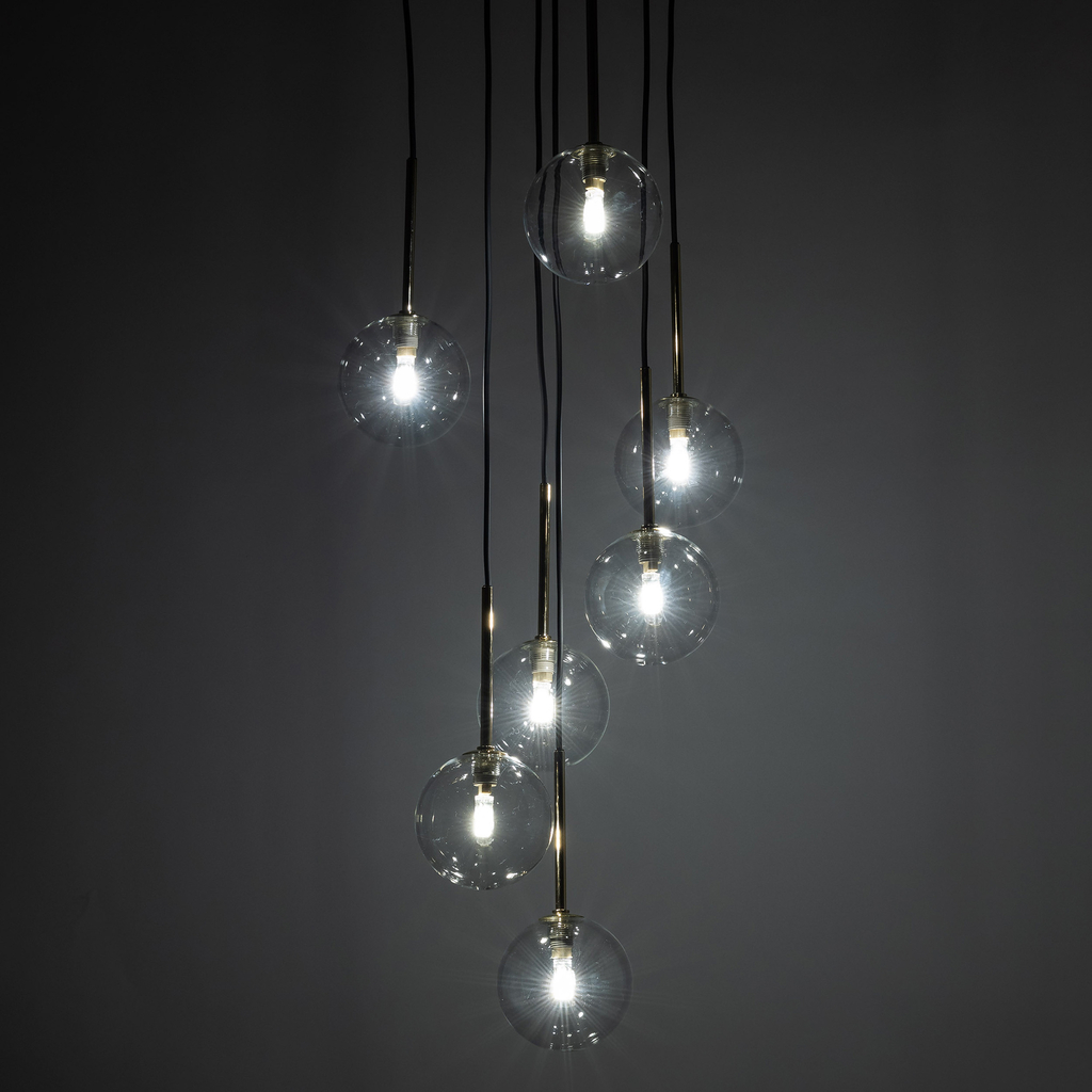 Závesné svietidlo gule čierno-zlaté NILOS 7