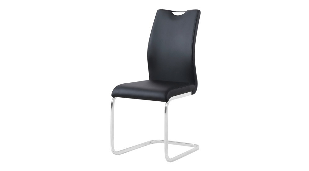 Čierna stolička z eko kože na lyžine BATIK