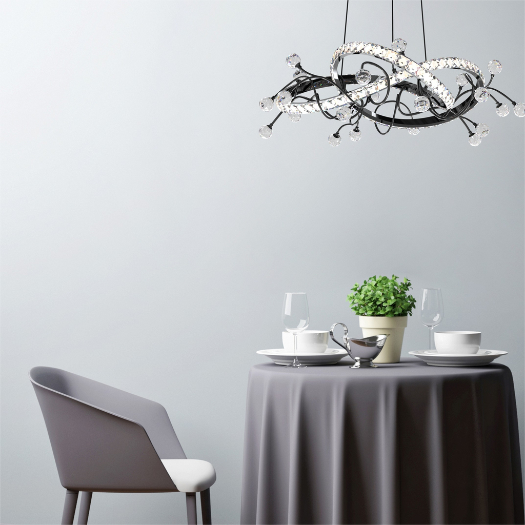 Závesné LED svietidlo s diaľkovým ovládaním MAIA čierne chróm