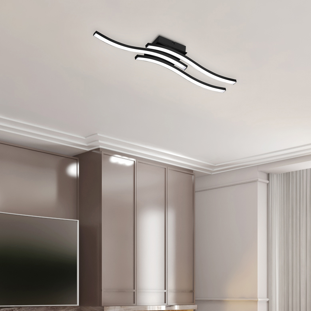 Čierna stropná lampa LED ROUTE vlny