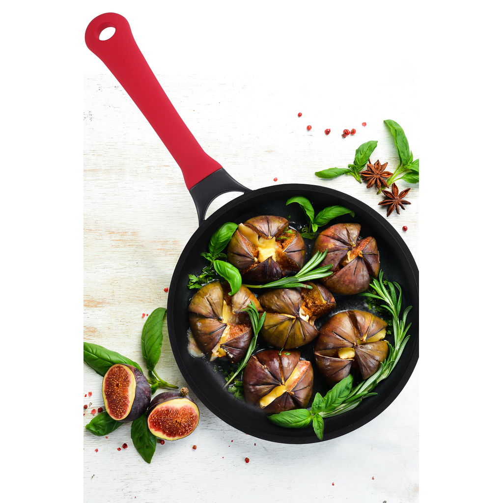 Indukčná panvica REVERO s červenou rukoväťou 24 cm