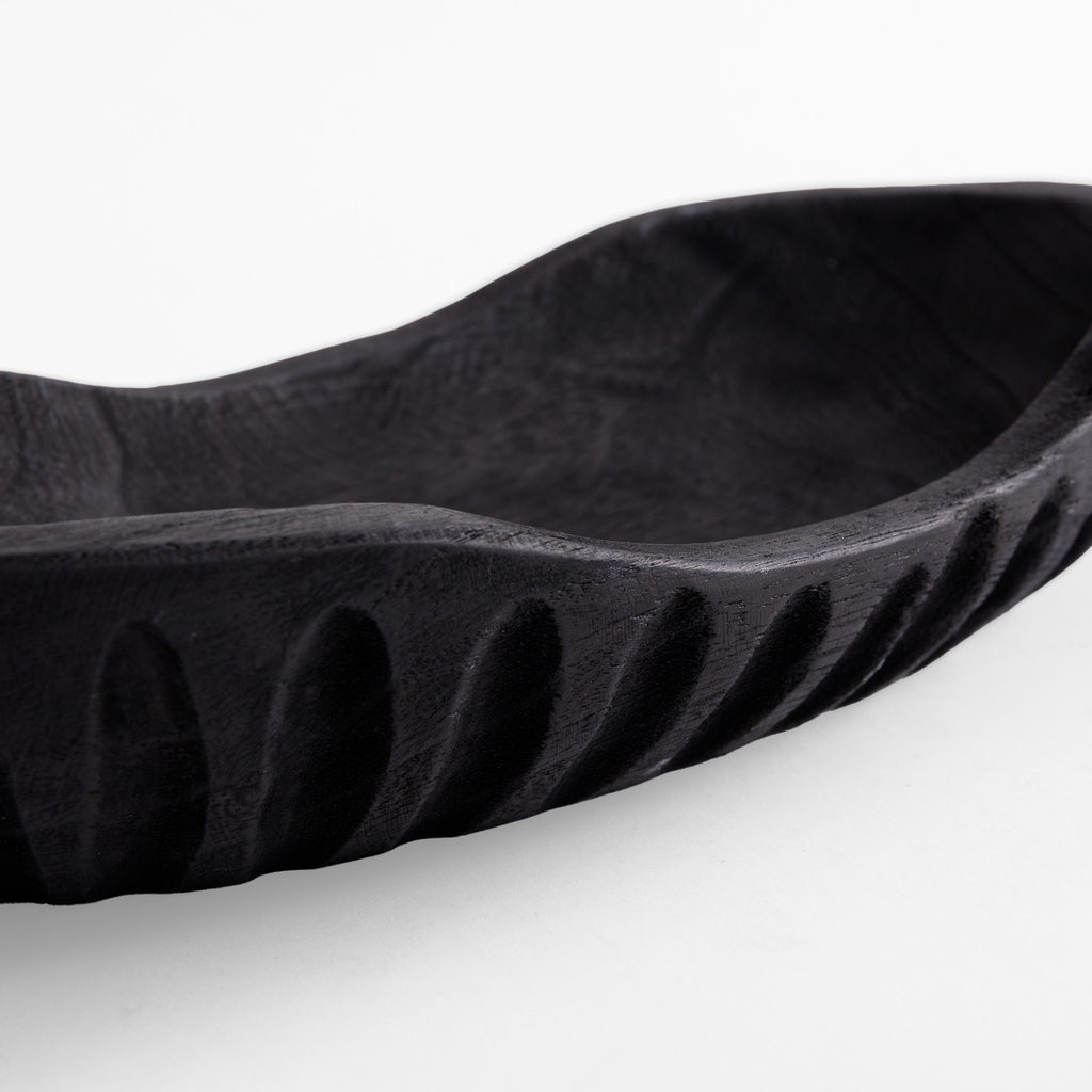 Drážkovaná dekoratívny tanier v čiernej farbe 32 cm