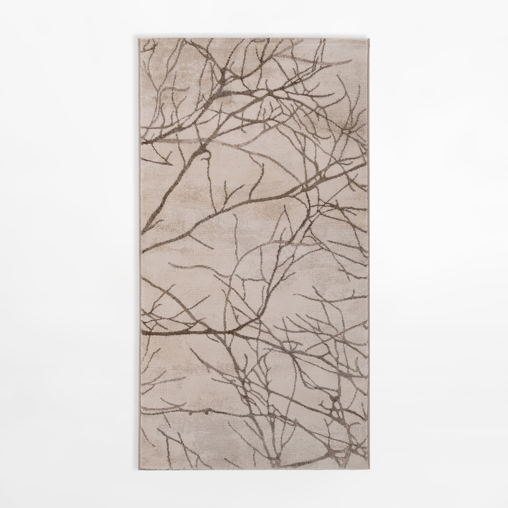 Koberec so vzorom konárov SPAZZIO, krémový, 80x150 cm