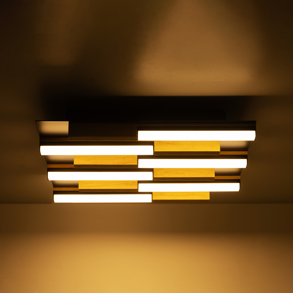 Stropné LED svietidlo ELIOT čierne drevené