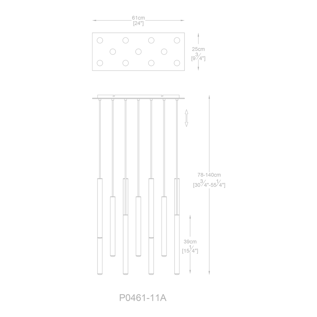 Závesné svietidlo LED 11-bodové čierno-zlaté LOYA