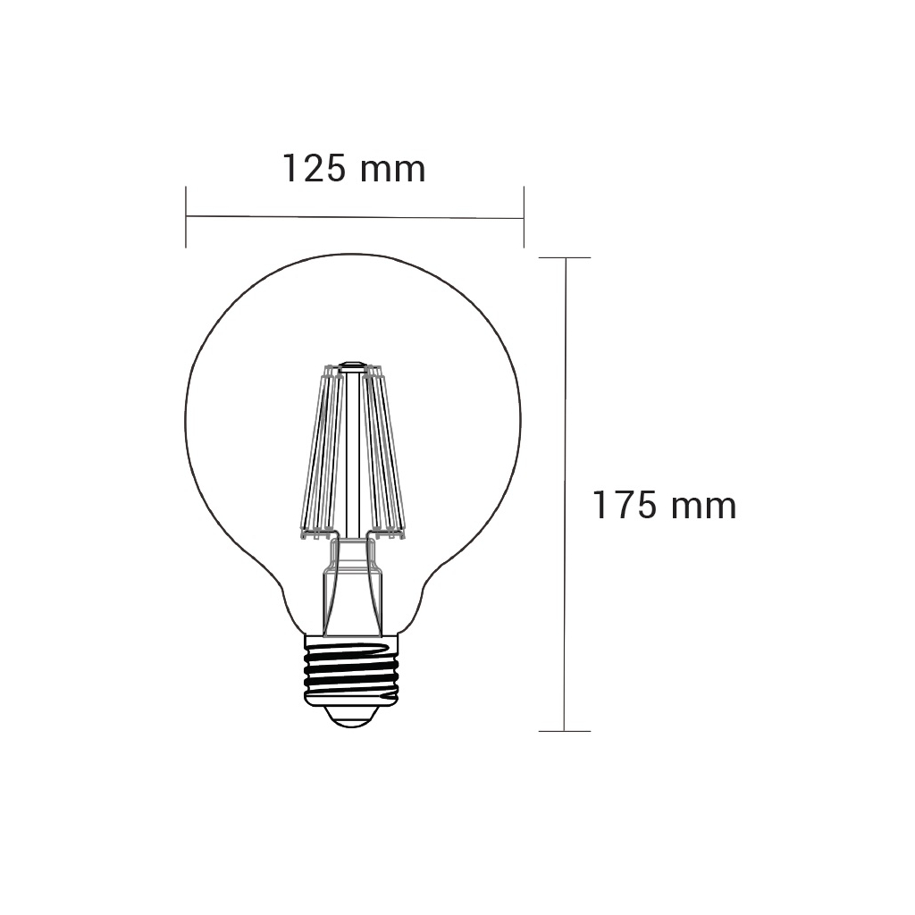 Dekoratívna LED žiarovka E27 6W teplá farba ORO-E27-G125-FL-AMBER-6W