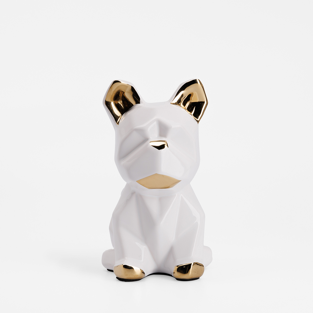 Dekoratívna figúrka v bielej a zlatej farbe PES 21 cm