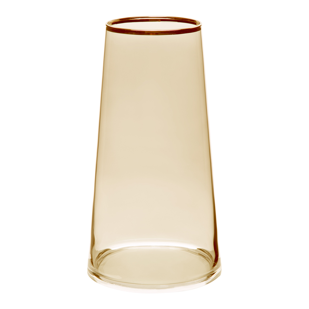 Jantárová sklenená váza so zlatým prúžkom LISTER 28 cm