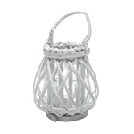 Prútený lampáš biely 19x20 cm