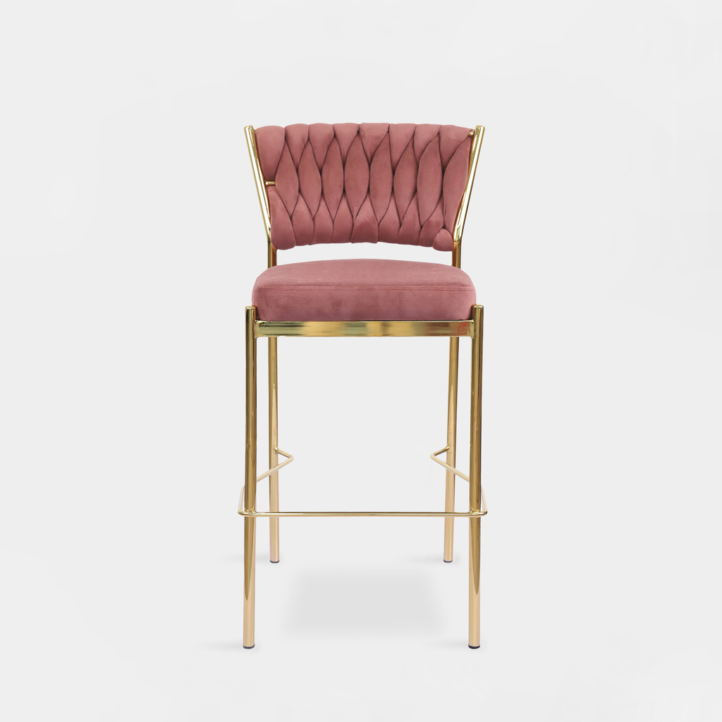 Barová stolička LIANA na zlatých nohách, ružová