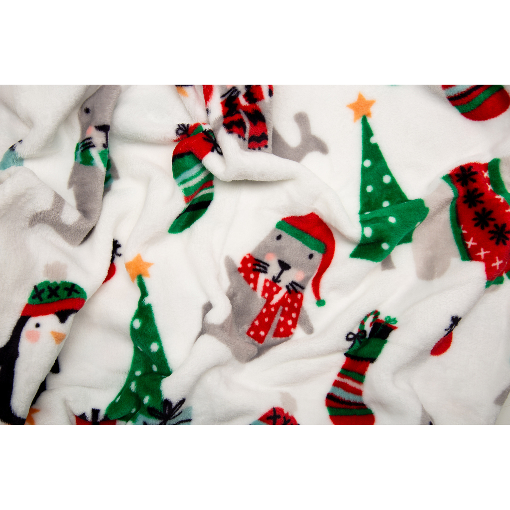 Vianočná deka ZVIERATÁ SANTAS 130x160 cm