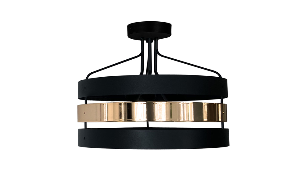 Čierno-zlatá stropná lampa RUBY 43 cm