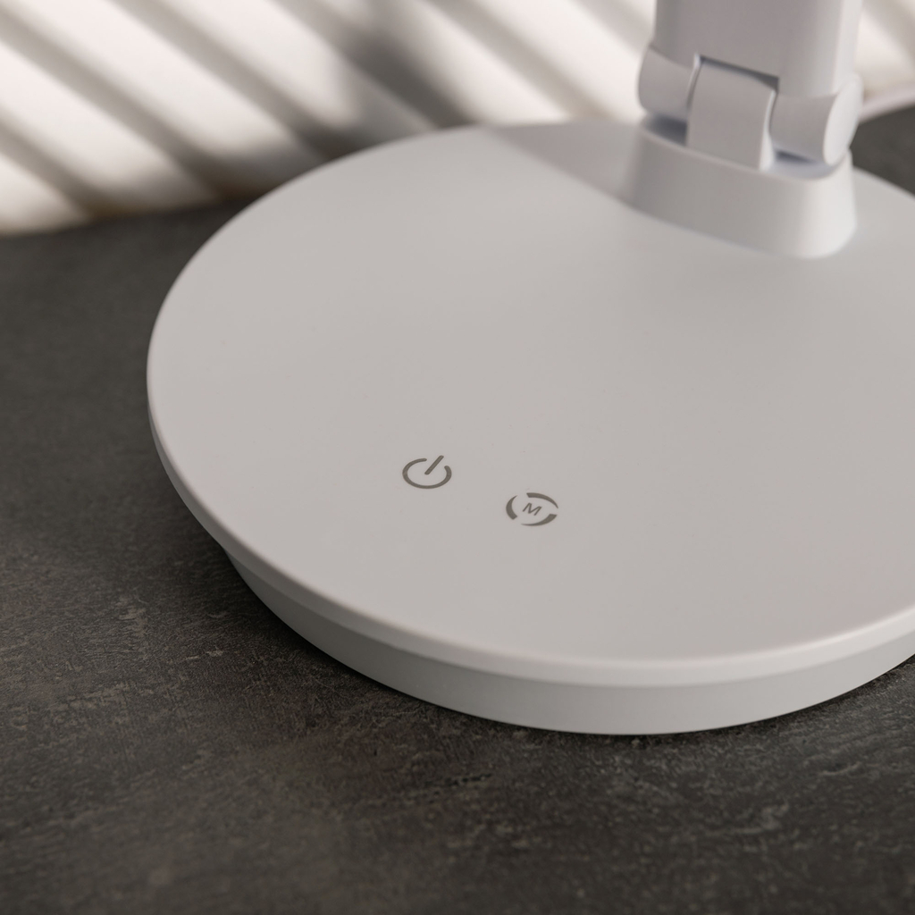 Stolná LED lampa s okrúhlou základňou biela