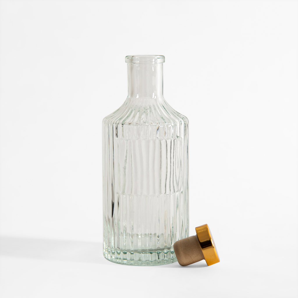 Butelka szklana ryflowana z korkiem 250 ml