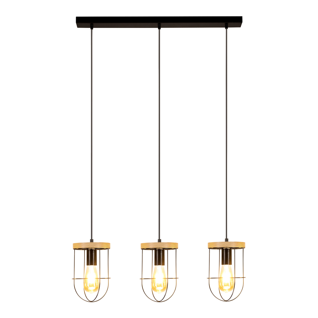 Rustikálne závesné svietidlo dubové drevo RENO III, 3xE27