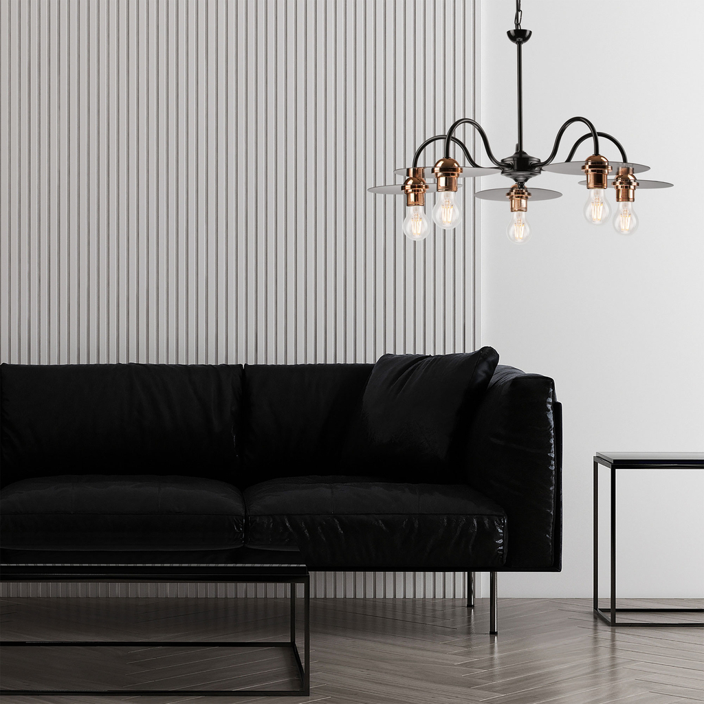 Industriálne závesné svietidlo ALICE 5 čierne