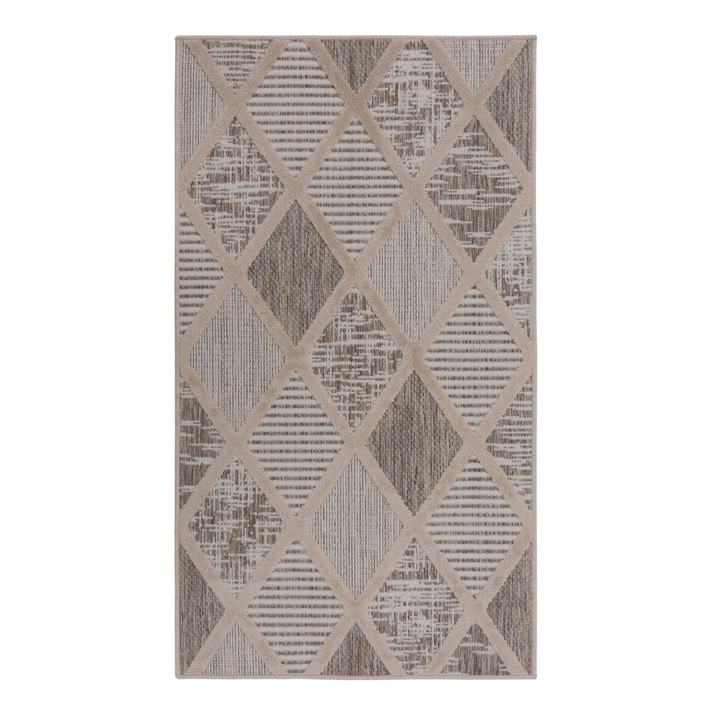 Vonkajší koberec BOLONIA s kosoštvorcovým vzorom, béžový 80x140 cm