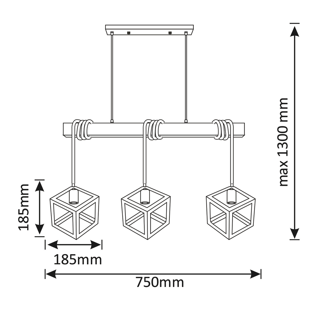 Visiaca lampa geometrická 3-bodová SWEDEN WOOD