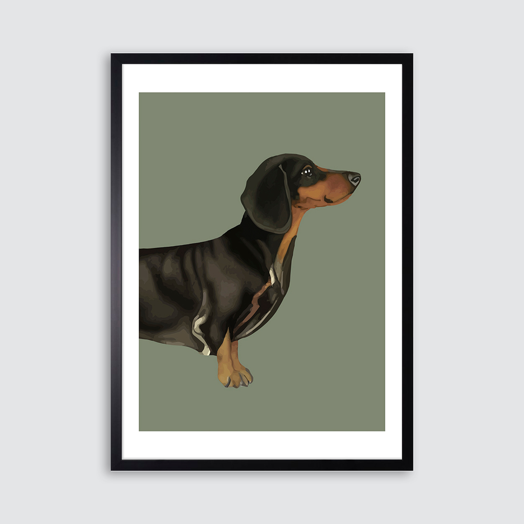 Maľba v čiernom ráme DASCHUND II 50x70 cm