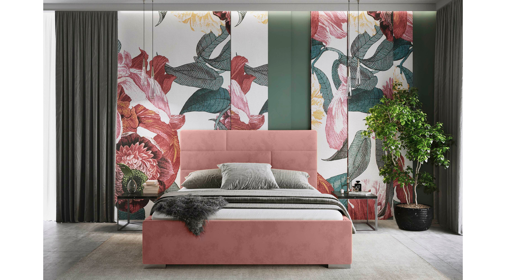 Ružová posteľ s úložným priestorom MEZO 90 x 200 cm