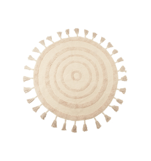 Okrúhly koberec BOHO so strapcami, krémový 100 cm