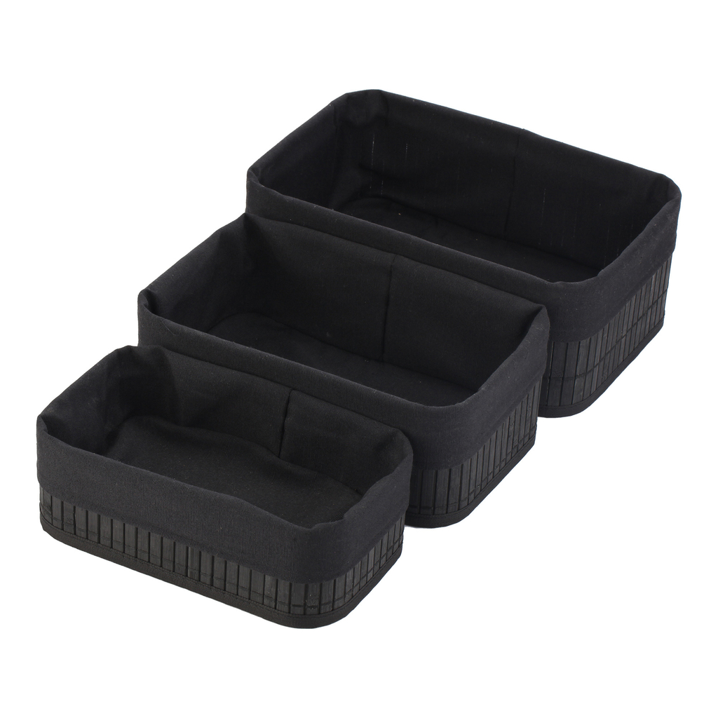 Bambusový kôš čierny, sada 3 ks