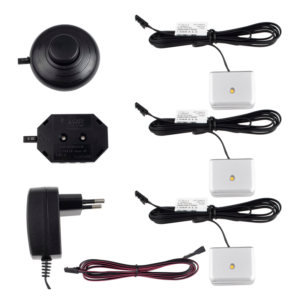 3-bodové DOJO 3D LED osvetlenie s vypínačom, studená farba