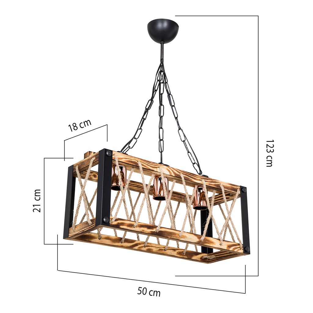 Závesné svietidlo FARAH rustikálne drevené 50 cm