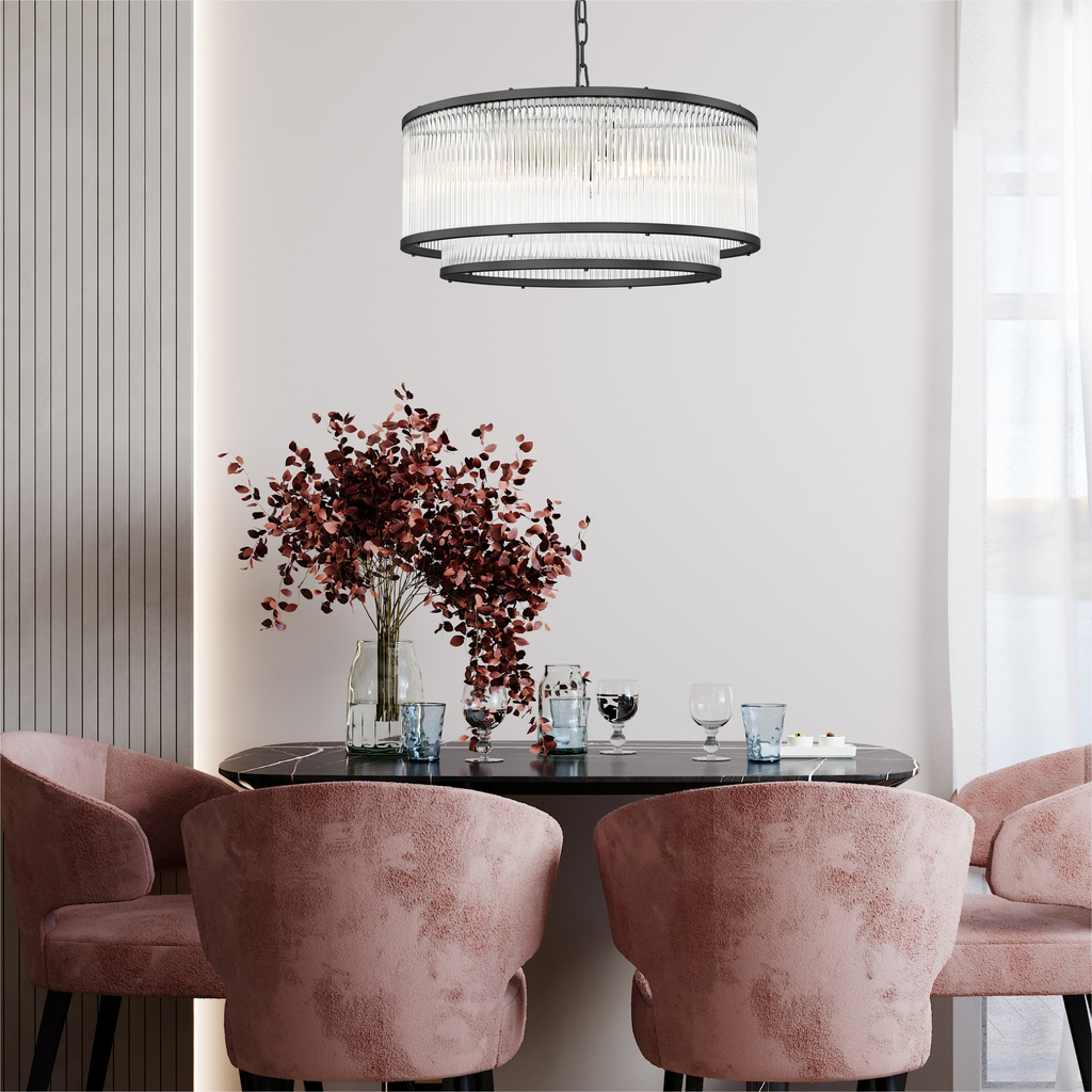 Závesné svietidlo 6xE14 čierne SERGIO 50 cm